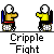 Animated contact sheet of a pixel art buddy icon showing two stick figures in various fighting poses across nine frames with visible text "Cripple Fight" below each frame.