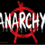 Red anarchy symbol with white text 'ANARCHY' overlaid on black background, pixelated rendering.