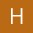 A static image shows a white capital letter H centered on a solid brown background with subtle vertical shading on the left and right edges of the H.
