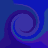A 48x48 pixel animated buddy icon split into two frames showing a blue-purple spiral on the left and green text reading "Original Icons .com" on the right against a dark background.