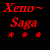 Pixelated anime-style character portraits with red text reading "Xeno~Saga" and three asterisks on a black background.