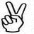 Black-and-white icon set featuring a peace sign hand, ampersand symbol, and solid heart shape on white background with gray corner block.