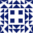 Blue and white pixelated pattern with four dark blue squares arranged in a 2x2 grid on a white background, surrounded by a repeating geometric border of dark blue triangles and white spaces.