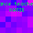 Pixelated green text 'dance teacher' and 'KATIE' repeated on a purple-pink gradient background with no visible animation changes.