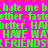 A static image with bright pink background and green pixelated text repeating 'hate me b', 'faster', 'HA', 'HAVE NA', 'FRIENDS!' in a pattern