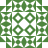 Green and white pixelated pattern with four circular shapes in the center and repeating geometric border elements.