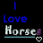 Animated icon with blue 'Love' text above white 'Horses' text, featuring a heart symbol and color variations in the lettering.