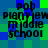 Pixelated text on a blue-green checkered background with no visible animation changes.