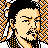 Pixelated 48x48 AIM buddy icon featuring a stylized character with black hair, orange and white checkered background, and yellowish skin tone.