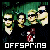 A 2x2 contact sheet of a pixelated animated icon featuring the band Offspring with text elements "knock down the walls." and "it's alive in you" across different frames.