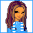 A 4-frame pixel art contact sheet showing a cartoon girl with brown hair, blue striped shirt, and gray pants across different poses and text panels.