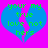 Two identical blue broken hearts on a bright pink background with green text reading 'your my true love not hers' inside each heart.