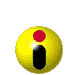 Yellow spherical icon with red top and black vertical section, displaying multiple white rectangular elements in different positions across frames.