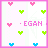 A 48x48 pixel animated contact sheet showing five sequential frames of a pink-themed buddy icon with heart symbols and changing text.