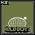 Pixelated icon with olive-green background, white 'FAN' text in top-left corner, and a light-colored, rounded object resembling a turkey on a dark base.
