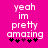 Pixelated text on bright pink background with black and purple star-like symbols below.