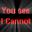 A 4-frame animated contact sheet showing red pixelated text on a dark background with light rays, displaying sequential lines of the phrase "You see be I Cannot forsaken because the only I'm not one" across frames.