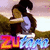 Two figures embrace in a pixelated image with stylized text below them against a sunset background.