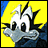 Pixelated anime-style character icon with yellow background on left and text on black background on right, displayed as a 2-frame contact sheet.