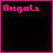 Animated contact sheet of 25 frames showing a pink text-based icon with evolving text elements on black background, displaying variations of 'Angels' and 'HITH DIRTY FACES' across sampled animation frames.