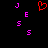 Red heart symbol above pink letters J, E, S, S arranged in two mirrored on black background