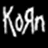 A 48x48 pixel animated contact sheet showing two frames of a black-and-white text-based icon with the word "Korn" in stylized lettering, displayed side-by-side on contrasting backgrounds.
