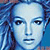 A 2x2 contact sheet of four animated frames featuring Britney Spears' face and name text on a blue background, with varying text opacity and color schemes across the frames.
