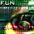 Pixelated static image with green background, white text 'FLN' top-left, and abstract colorful shapes below.