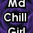 Purple swirling background with white text reading 'Md Chill Girl' in bold block letters, partially obscured by a gray rectangular overlay.
