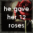 A four- of red roses with overlaid white text, each showing a different phrase about giving and losing roses
