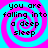 Four identical display a cyan and magenta spiral background with black text reading "you are falling into a deep sleep" in pixelated font