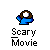 Pixelated icon shows a blue figure with brown hair and white face holding a white car, with 'Scary Movie' text below and 'NOOO!' above.