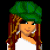 Pixelated with three top- figures and six bottom letters spelling JORDAN, featuring green beret, white shirt, red pants, and red dress on black background