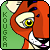 A pixelated cartoon fox with orange fur, yellow eyes, and white facial markings appears in a of six identical against a green background