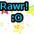 Pixelated banner with 'Rawr!' and ':O' text, orange 'banner' label, yellow stars, pink and green accents on white background.