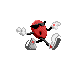 Red cartoon character with black sunglasses and white gloves performs various skating poses on a gray background.