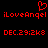 Red pixelated text and symbols on black background: heart symbol above 'iLoveAngel' text, with 'DEC.29:2k8' below, repeated side-by-side.