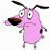 A pixelated cartoon dog with pink fur and black ears holding a brown object, next to green text reading "Original Icons .com" on a dark background.