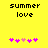 Yellow background with black text 'summer love' above five pink pixelated hearts, two of which are light pink in the second frame.