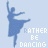 A contact sheet of 18 animated frames showing a blue silhouette dancer against a light blue background with "RATHER BE DANCING" text in alternating white and dark blue colors.