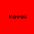 Red background with four identical black pixelated 'Kawaii' text blocks arranged in a