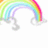 Pixelated rainbow with clouds and pink text reading 'dont mess with me and my rainbow time <3' on white background.