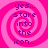 Four identical pink spiral patterns with purple text reading 'yes... stare into the icon...' arranged in a on a solid pink background
