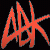 Red stylized 'ADK' text on black background next to pixelated figure with dark hair and purple face, wearing brown garment.