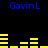 Blue text "GavinL" appears above and below yellow horizontal bars on a black background, with the bars shifting position across frames.