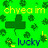 Pixelated green icon with clovers, partial text fragments, and a large central four-leaf clover on bright green background.