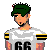 Pixel art contact sheet showing a football player character in multiple frames with text panels reading "football is life" and "everything else is just details".