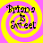 Four identical display 'Briana Is Sweet' text over yellow and pink spiral backgrounds with pixelated lettering