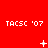 Red background with repeated white text and changing white symbols across three of three each