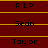 A static image with a dark red background and yellow horizontal lines, displaying repeated text labels in black pixelated font.